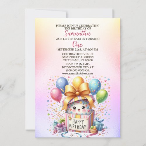 Birthday Party Colorful Balloons Gift Pink  Invitation
