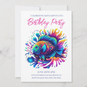 Birthday Party- Colorful Fish Invitation