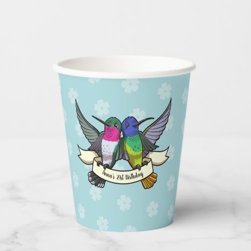 Birthday Party Colorful Hummingbirds Cartoon Paper Cups