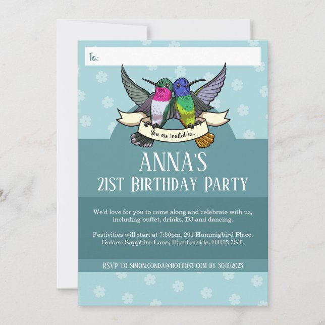 Birthday Party Colorful Hummingbirds Invitation (Front)