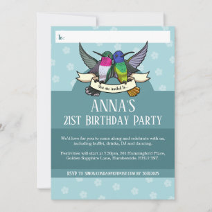 Birthday Party Colorful Hummingbirds Invitation