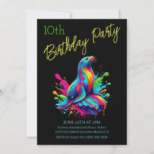 Birthday Party- Colorful Sea Lion Splash Invitation