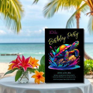 Birthday Party- Colorful Turtle Splash Invitation