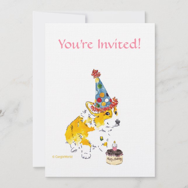 Birthday Party Corgi Invitation (Front)