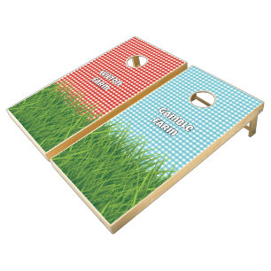 Birthday Party Country Checkerboard and Grass Cornhole Set