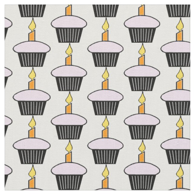 Birthday Party Cupcake Themed Fabric (Close Up)