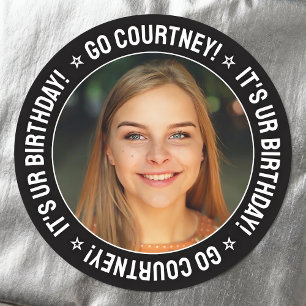 Birthday Party Custom Photo and Text Personalized Classic Round Sticker