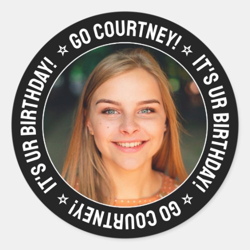 Birthday Party Custom Photo and Text Personalized Classic Round Sticker