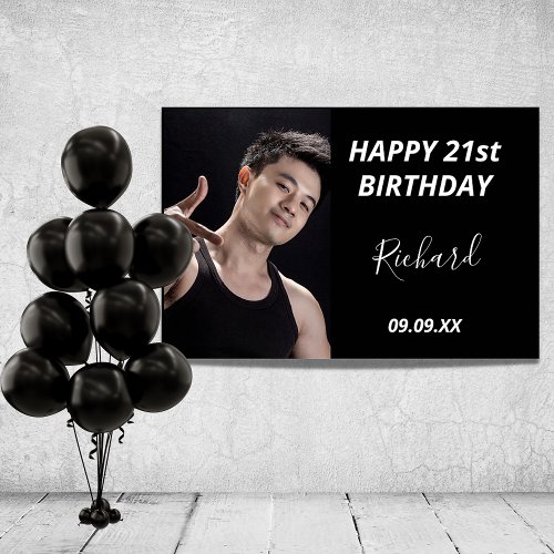 Birthday party custom photo black white modern guy foam board