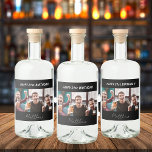 Birthday party custom photo black white modern guy liquor bottle label<br><div class="desc">For a  21st (or any age) birthday party for guys. An elegant modern black background. Personalize and add your own photo of the birthday boy/man.  The text: The name is white with a modern hand lettered style script. Tempates for a name,  age 21.</div>
