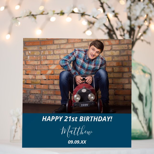 Birthday party custom photo blue name guy foam board (In Situ (Wedding))