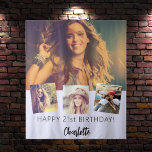 Birthday party custom photo collage lavender tapestry<br><div class="desc">A tapestry for a 21st (or any age) birthday party. A lavender, violet background color. Personalize and add 4 high quality photos of the birthday girl. The text: The name in black with a modern hand lettered style script. Tempates for a name, age. Can be used as wall decor for...</div>