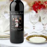Birthday party custom photo friends forever black wine label<br><div class="desc">A gift for your best friend(s) for a birthday party,  a Bridal Shower,  Christmas or a special event. White text: Best Friends Forever,  written with a trendy hand lettered style script. Personalize and use your own photo and name(s)  A chic black classic background color.</div>