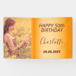Birthday party custom photo gold modern glam banner