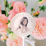 Birthday party custom photo rose gold blush pink balloon<br><div class="desc">For a girly and glamorous 21st (or any age) birthday.  A rose gold,  blush pink gradient background .Personalize and add a photo and age 21. With the text: Happy Birthday. Curved text. Dark rose gold colored text. Perfect as party decorations and as table setting.</div>