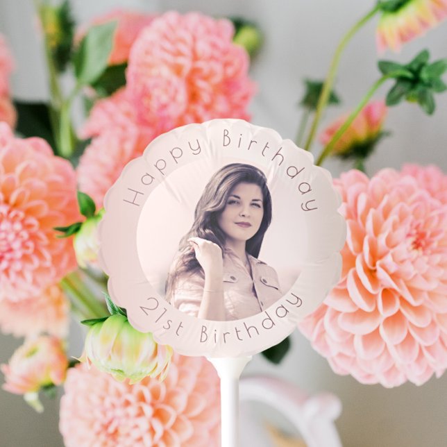 Birthday party custom photo rose gold blush pink balloon (Creator Uploaded)