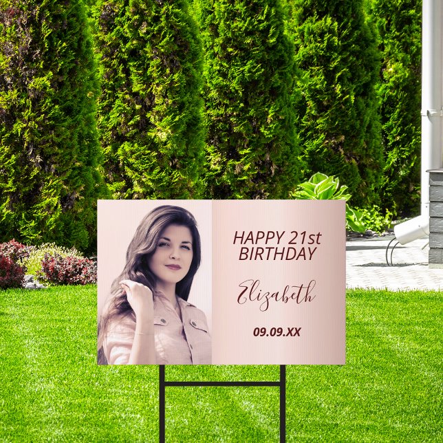 Birthday party custom photo rose gold pink female sign (Creator Uploaded)
