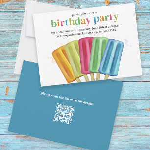 Birthday Party Cute Colorful Popsicles Custom Invitation