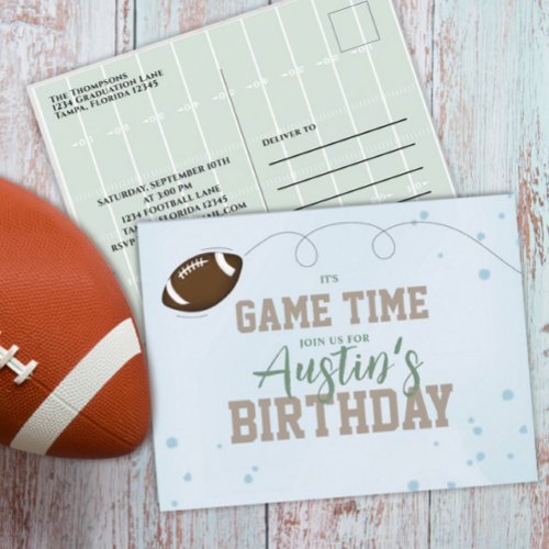 Birthday Party Cute Game Time Simple Football Postcard