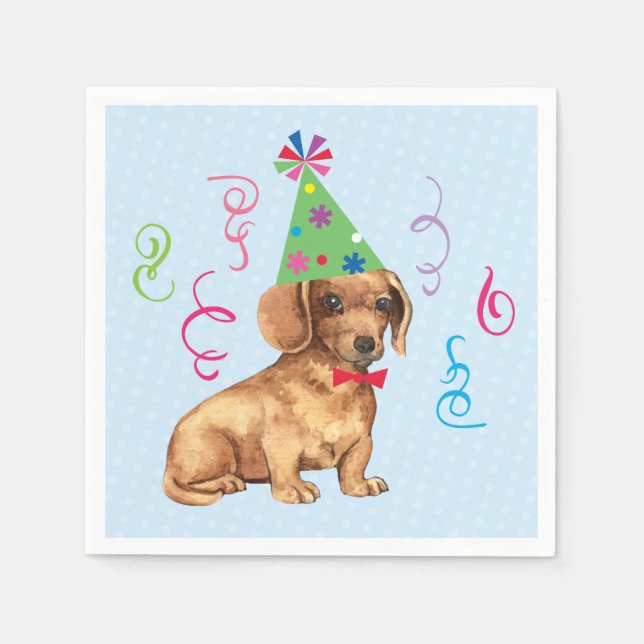 Birthday Party Dachshund Napkins (Front)