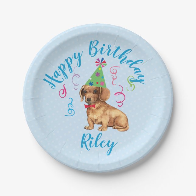 Birthday Party Dachshund Paper Plates (Front)
