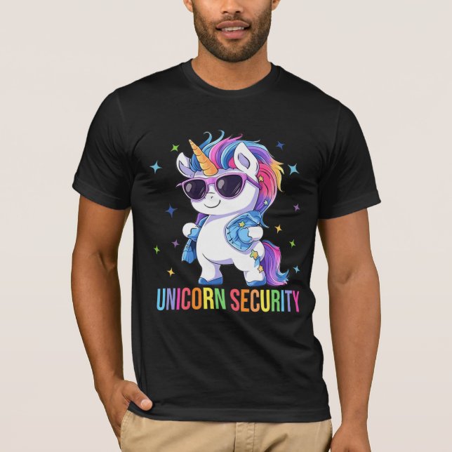 Birthday Party Dad Mom Daughter Unicorn Security  T-Shirt (Front)
