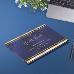 Birthday Party dark blue gold confetti Guest Book<br><div class="desc">A 50th (or any age)  Birthday Party Guest Book for him,  boy,  guy in dark blue,  navy blue background. The blue color is uneven.  With a faux gold frame and golden confetti sprinkle,  golden colored letters.
Spine: add your own text.</div>