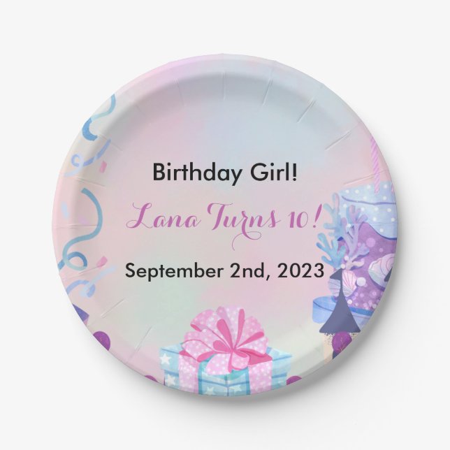 Birthday Party Decor for Girls Paper Plates (Front)