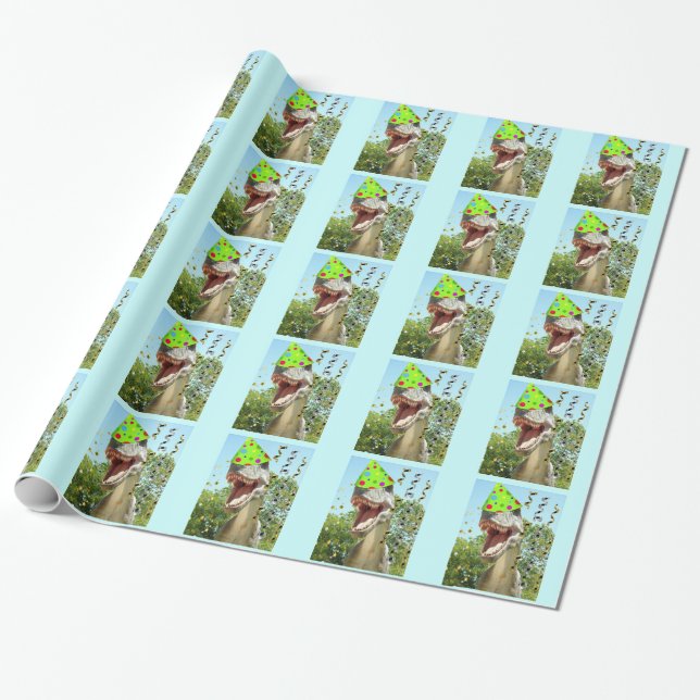 Birthday Party Dinosaur Wrapping Paper (Unrolled)