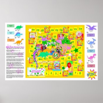 Birthday Party Dinosaurs Game Poster by dinoshop at Zazzle