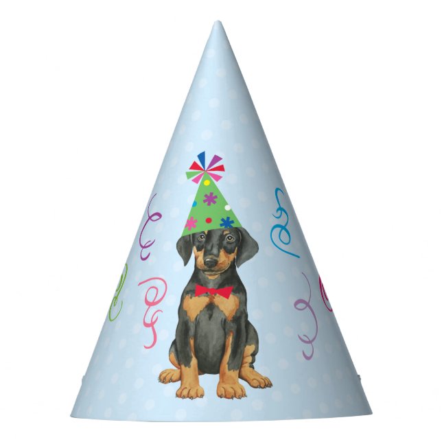 Birthday Party Doberman Party Hat (Front)
