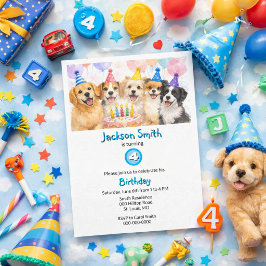 Birthday Party Dogs Watercolor Boys Invitation