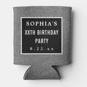 Birthday Party Elegant Glitter Modern Typography Can Cooler