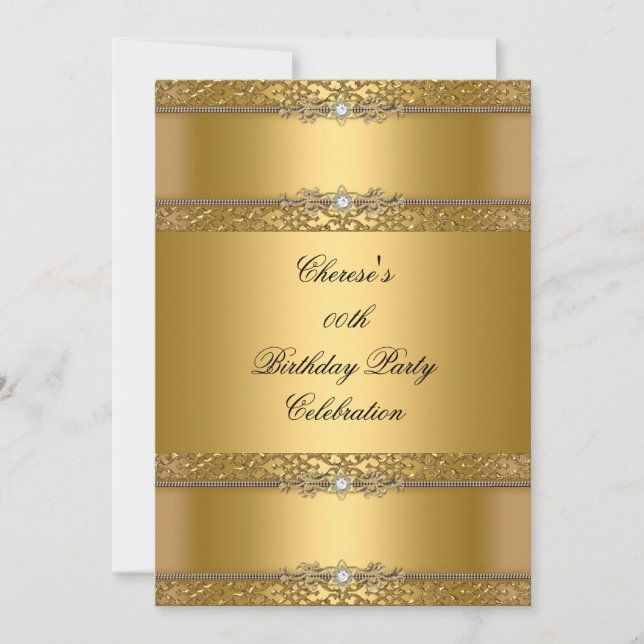 Birthday Party Elegant Gold Diamond Invitation (Front)