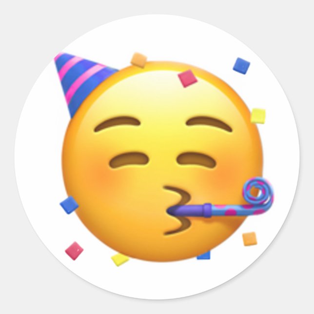 Birthday Party Emoji Classic Round Sticker (Front)