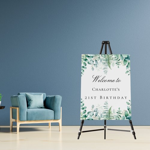 Birthday party eucalyptus greenery forest welcome foam board