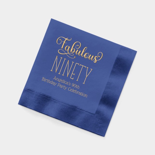 Birthday Party - Fabulous Ninety #7 Foil Napkins (Left)