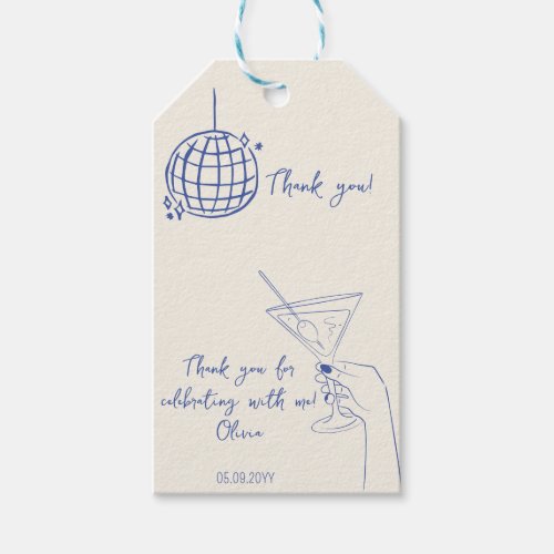 Birthday Party fancy  Retro Cocktail thank you Gift Tags
