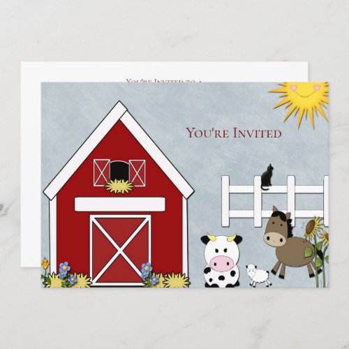 Birthday Party Farm Cow HorseCountry Custom Invitation