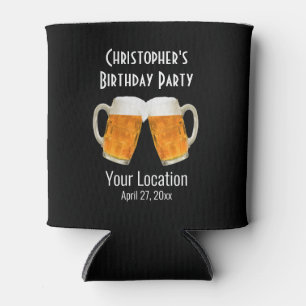 Birthday Party Favor Beer Cheers Modern Typography Can Cooler