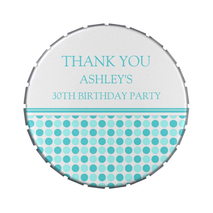 Birthday Party Favor Candy Tin Teal Blue Dots