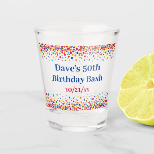 Birthday Party Favor Cool Blue Colorful Confetti Shot Glass