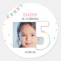 Birthday Party Favor Sticker | Custom Year Number