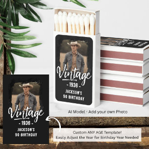 Birthday Party Favor Vintage Any Age Photo Matchboxes