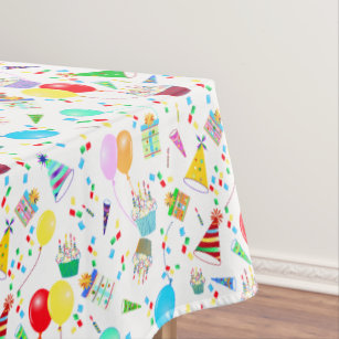 fabric birthday tablecloth