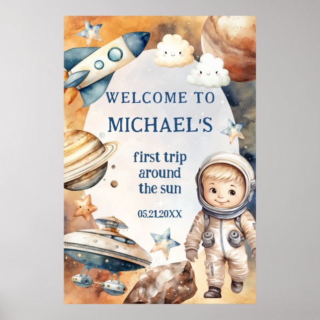 Birthday Party First Trip Around The Sun Welcome Poster (Front)