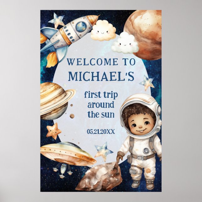 Birthday Party First Trip Around The Sun Welcome Poster (Front)