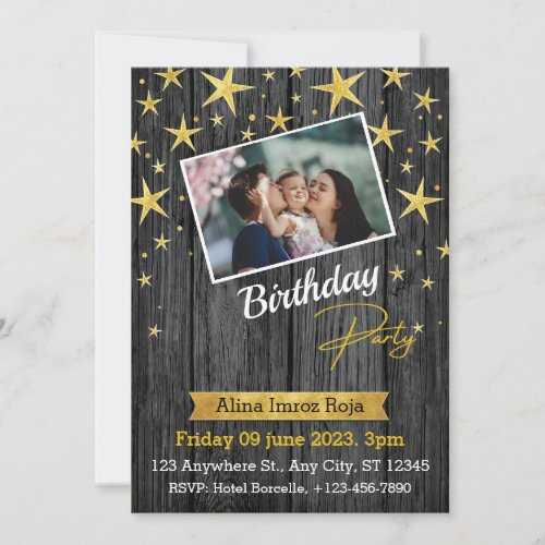 Birthday Party Flat Invitation Card Size 5 x 7
