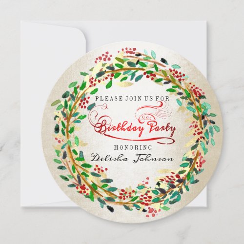 Birthday Party Floral Elegant Ivory Green Gold Invitation