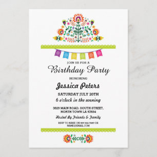 Birthday Party Floral Fiesta Mexican Invite 21 40